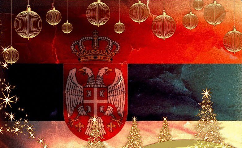Serbian flag with Christmas decoration