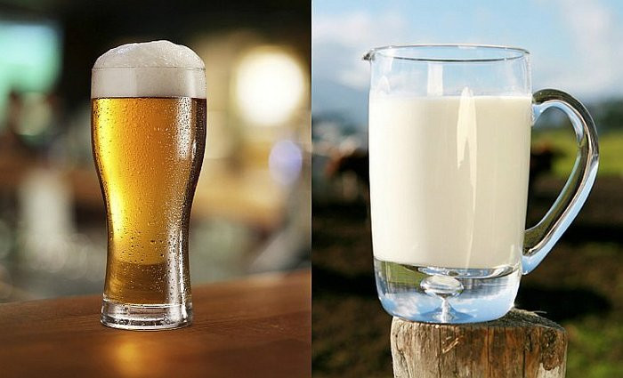Čaša piva i čaša mleka