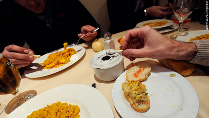 People smoking in the restaurant